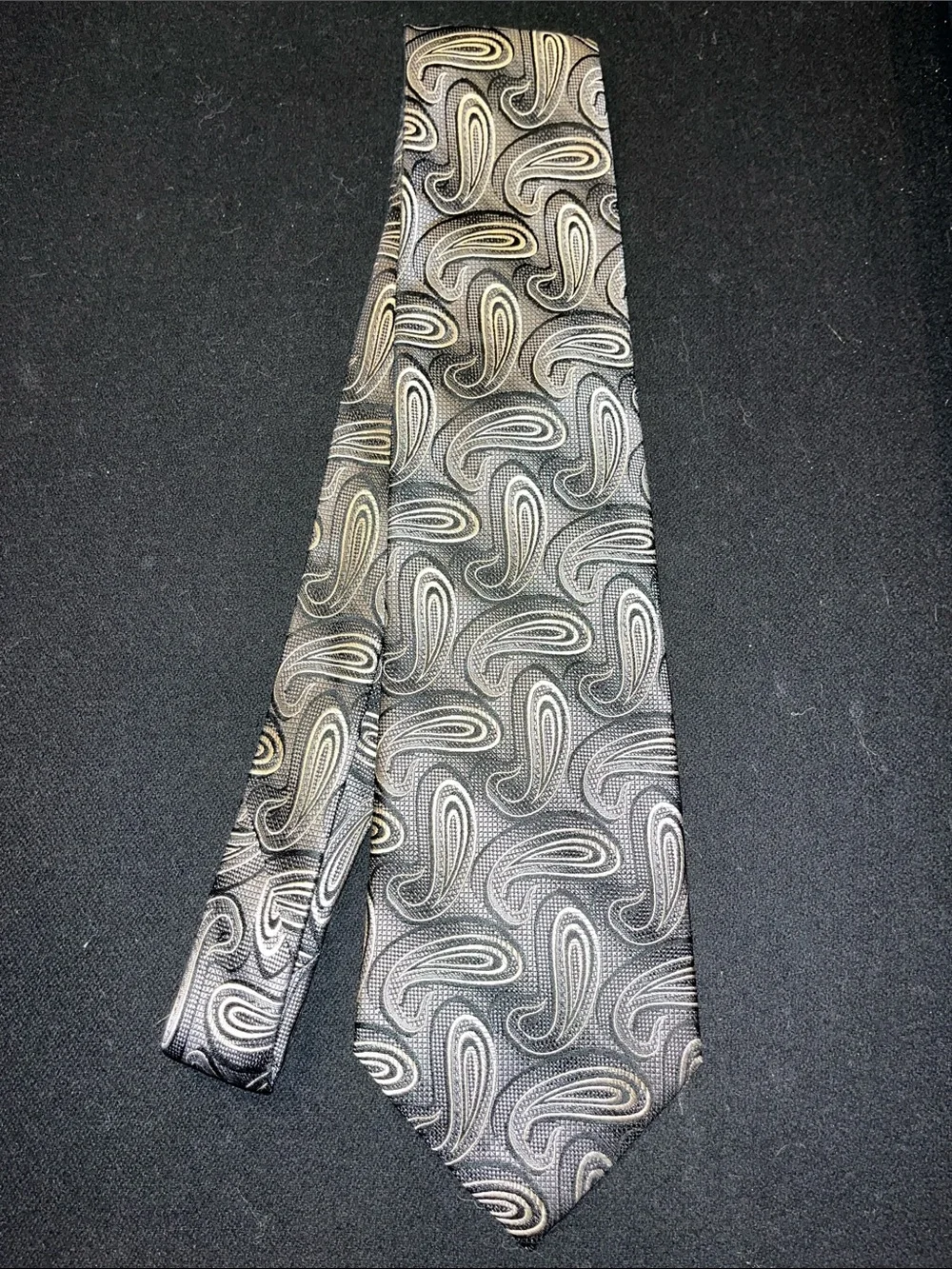 Haggar Black and Silver Paisley Silk Tie